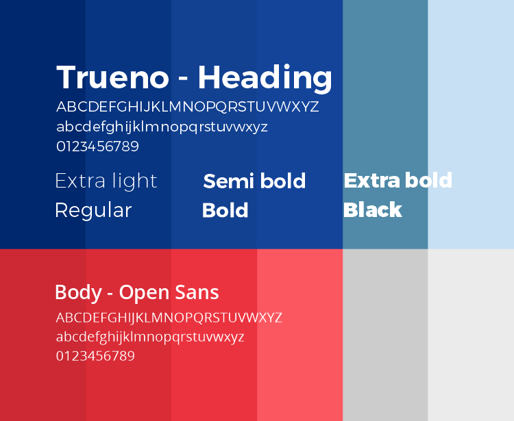 Colour palette and typograghy of the new brand design