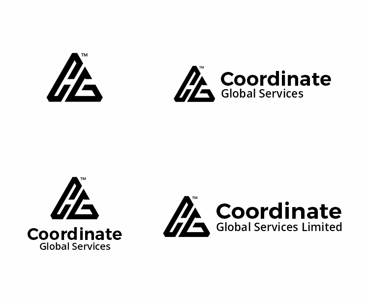 Black and white adaptability of Coordinate Global new brand identity design