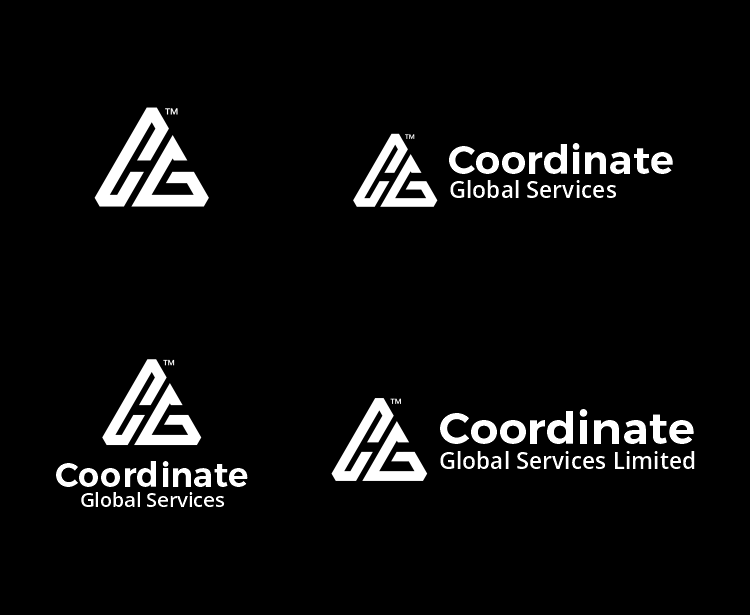 White and black adaptability of Coordinate Global new brand identity design