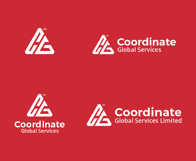 White and red adaptability of Coordinate Global new brand identity design