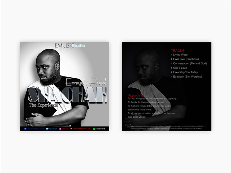 Emusic Studio CD album jacket design - front and back