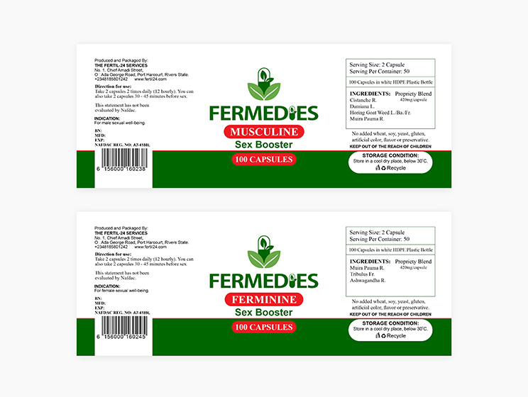 Fermedies capsules label design
