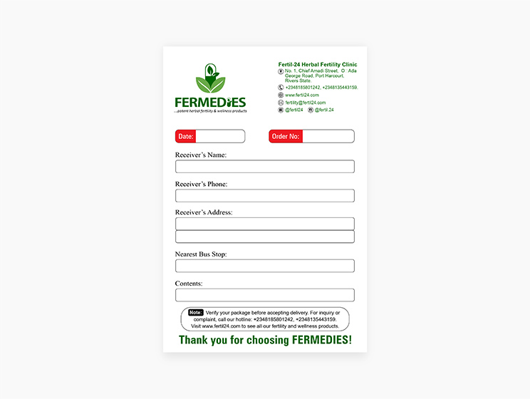 Fermedies waybill sticker design