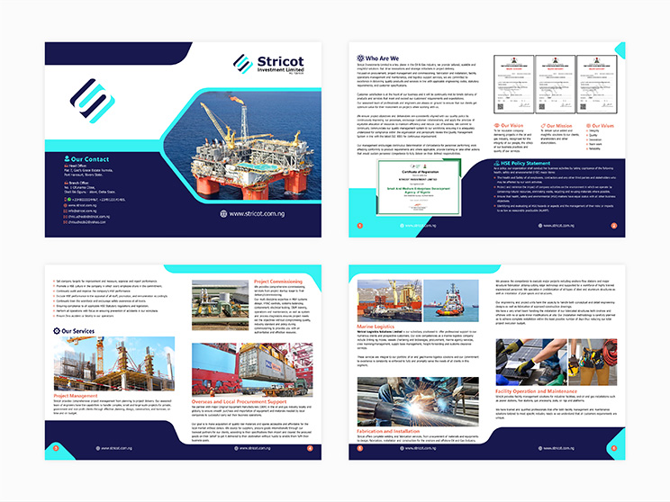 Company profile design - cover page and page 1-2